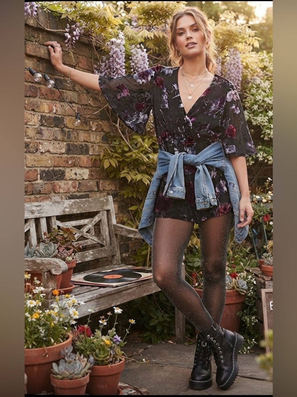 As u wish black floral romper size xsmall